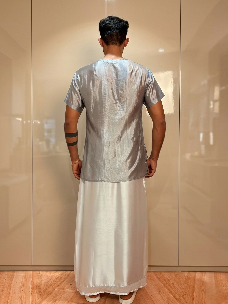 Men Smoke Grey Colour Silk Kurta