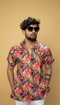 Men Collar Abstract Brushstroke Kurta