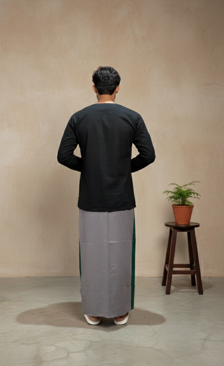 Men's Grey Color with Green stripe Pajamalungi