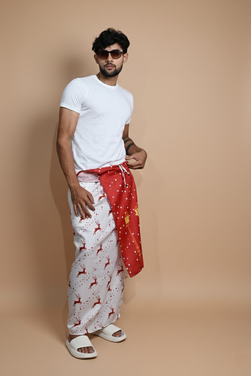 Red Snow/Lamppost Pajamalungi for Men