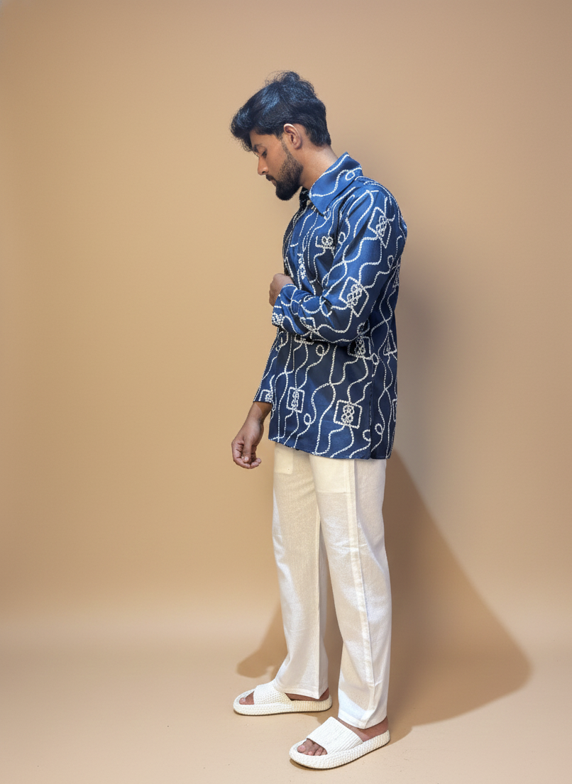 Men printed Indo fusion kurta