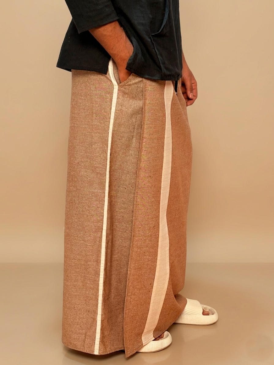 Men Brown Color With White Contrast Stripe Pajamalungi
