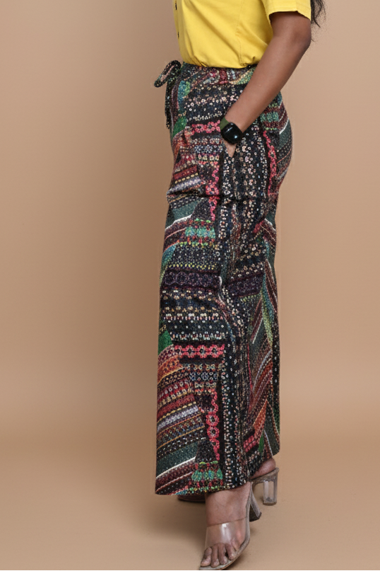 Women Multicolor Chevron Tribal Pajamalungi for Women