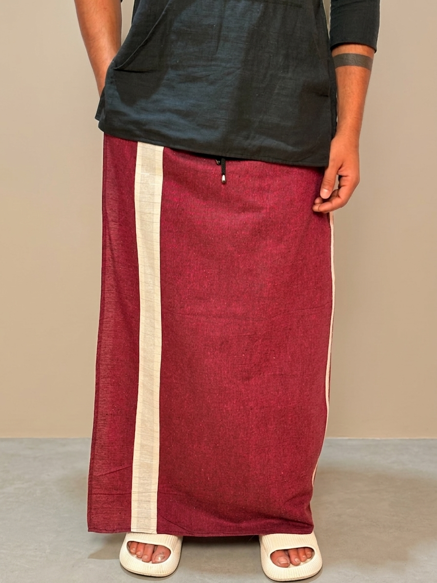 Men Wine Color With White Contrast Stripe Pajamalungi
