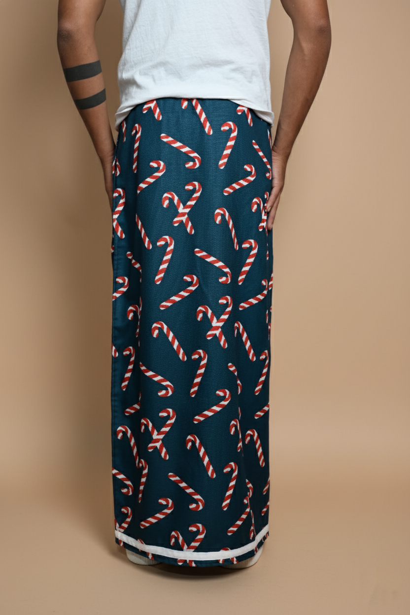 Dark Teal Candy Cane pajamalungi for Men