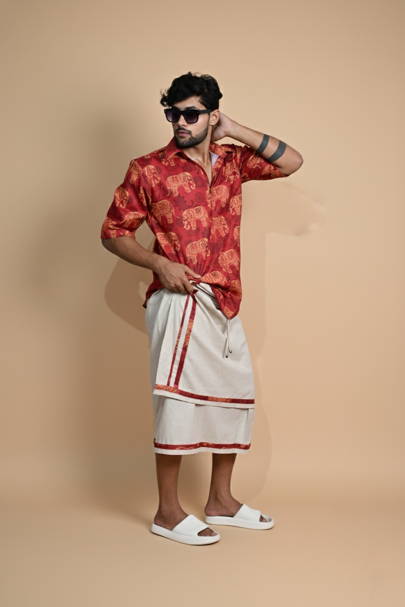 Beige Color Stripe Pajamalungi for Men