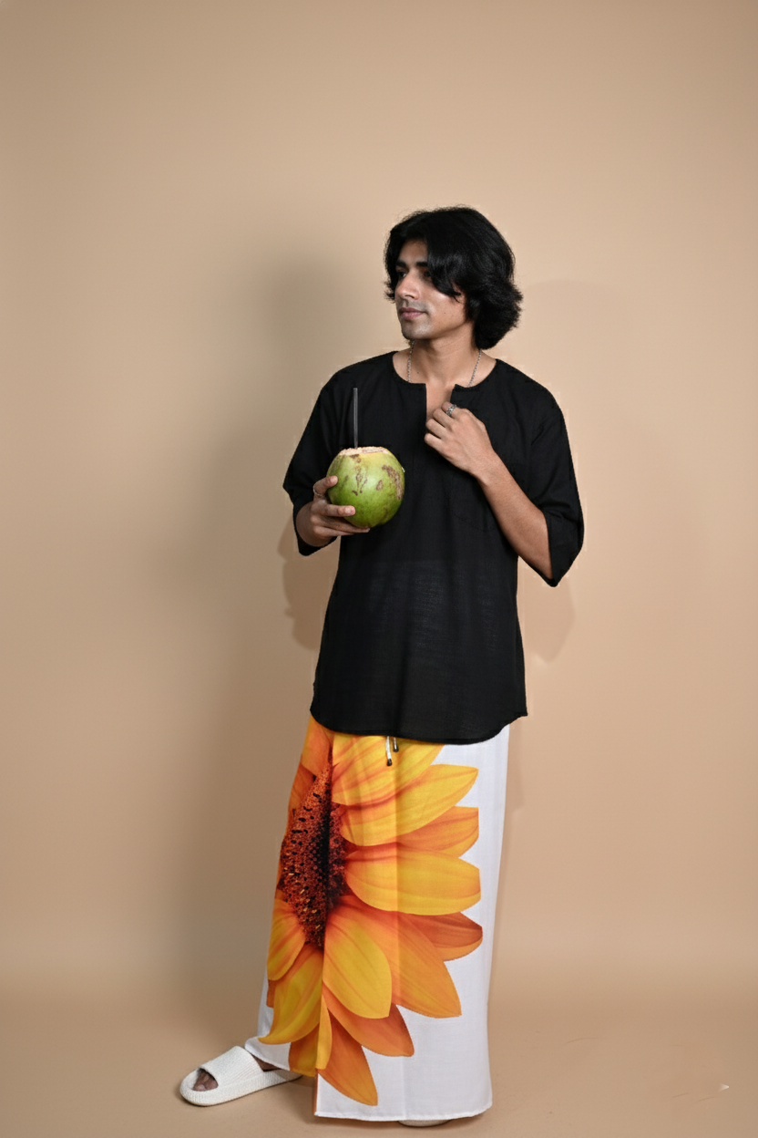 Sunflower White Pajamalungi For Men