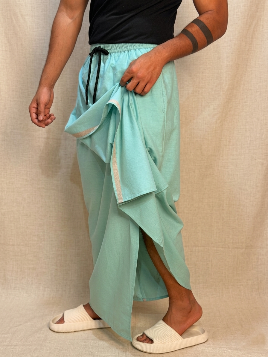 Men Seagreen Color With Light Grey Stripe Pajmalungi
