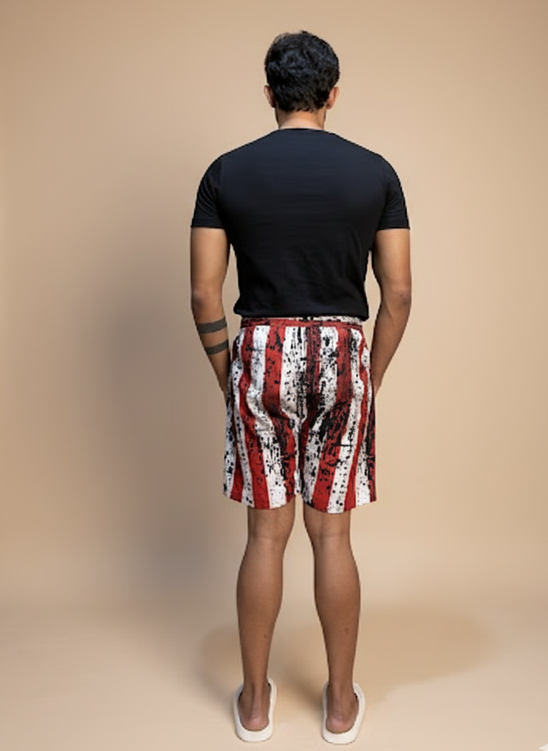 Star and Stripe Print Short for Men's