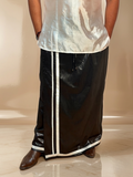Men Black zari pajamalungi  With Silver Zari Stripe - Disco Pajamalungi