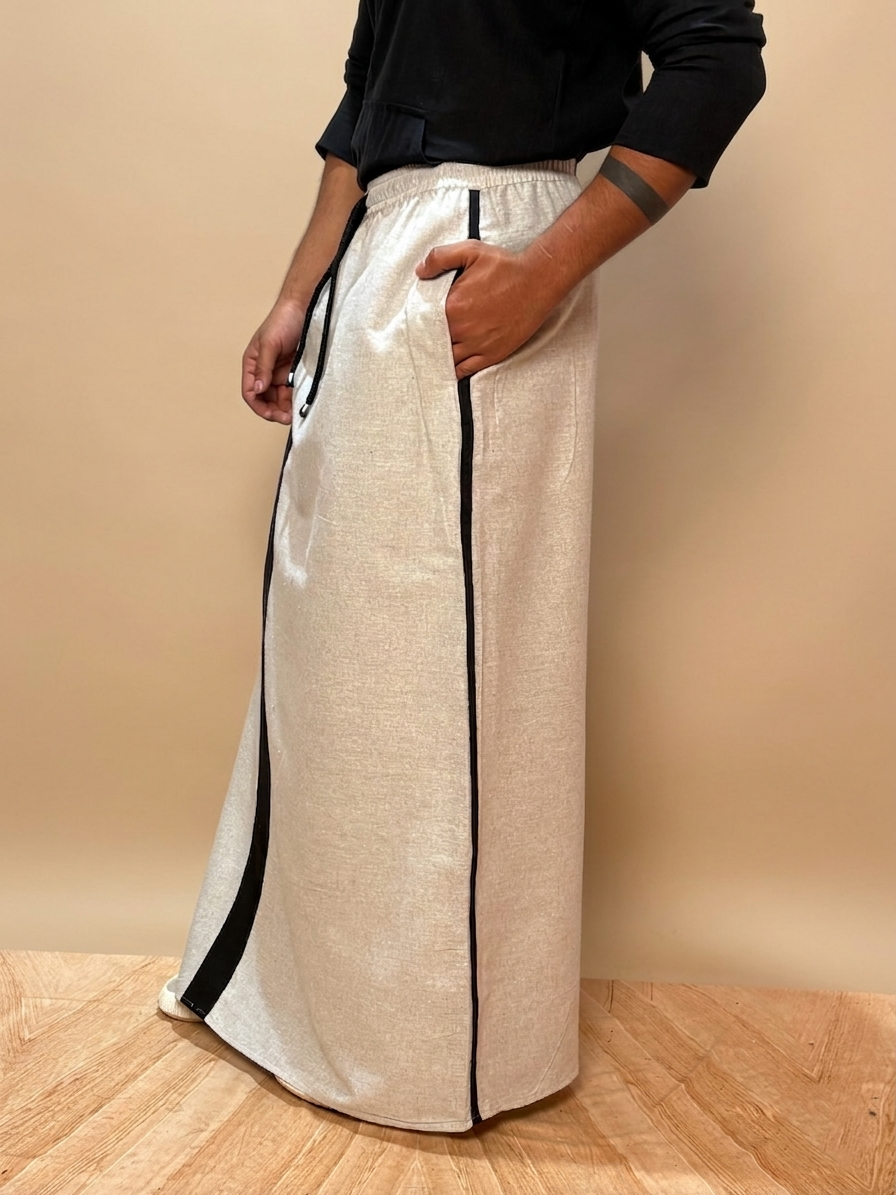 Men Smoke Grey Color With Black Contrast Stripe Pajamalungi