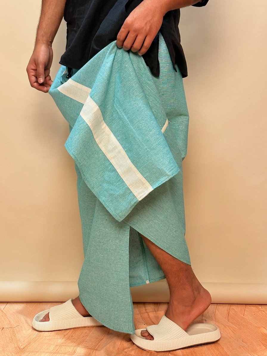 Men Ramagreen  Color With White Constrast Stripe Pajamalungi