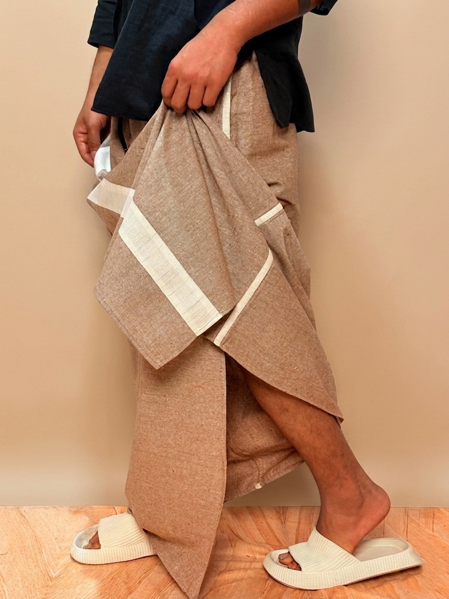 Men Brown Color With White Contrast Stripe Pajamalungi
