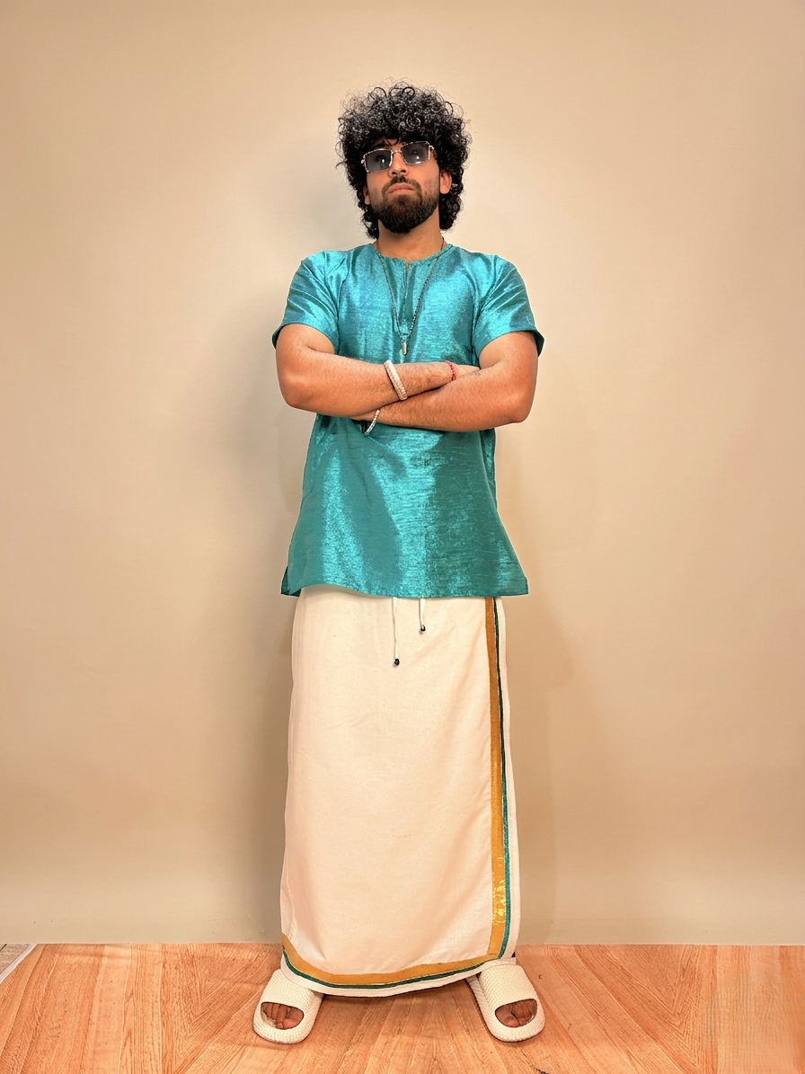 Men Ramagreen Colour Mulberry Silk Kurta.