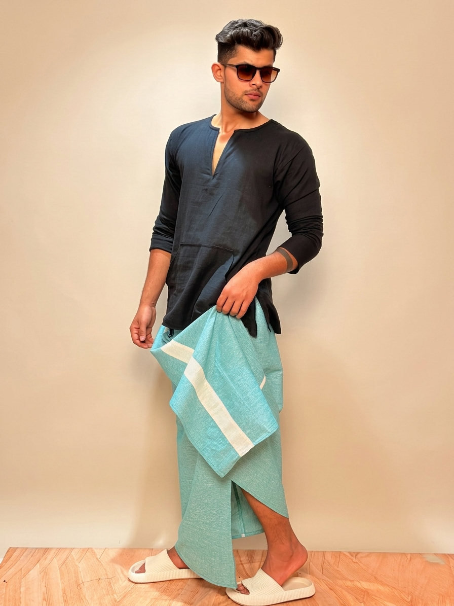 Men Ramagreen  Color With White Constrast Stripe Pajamalungi