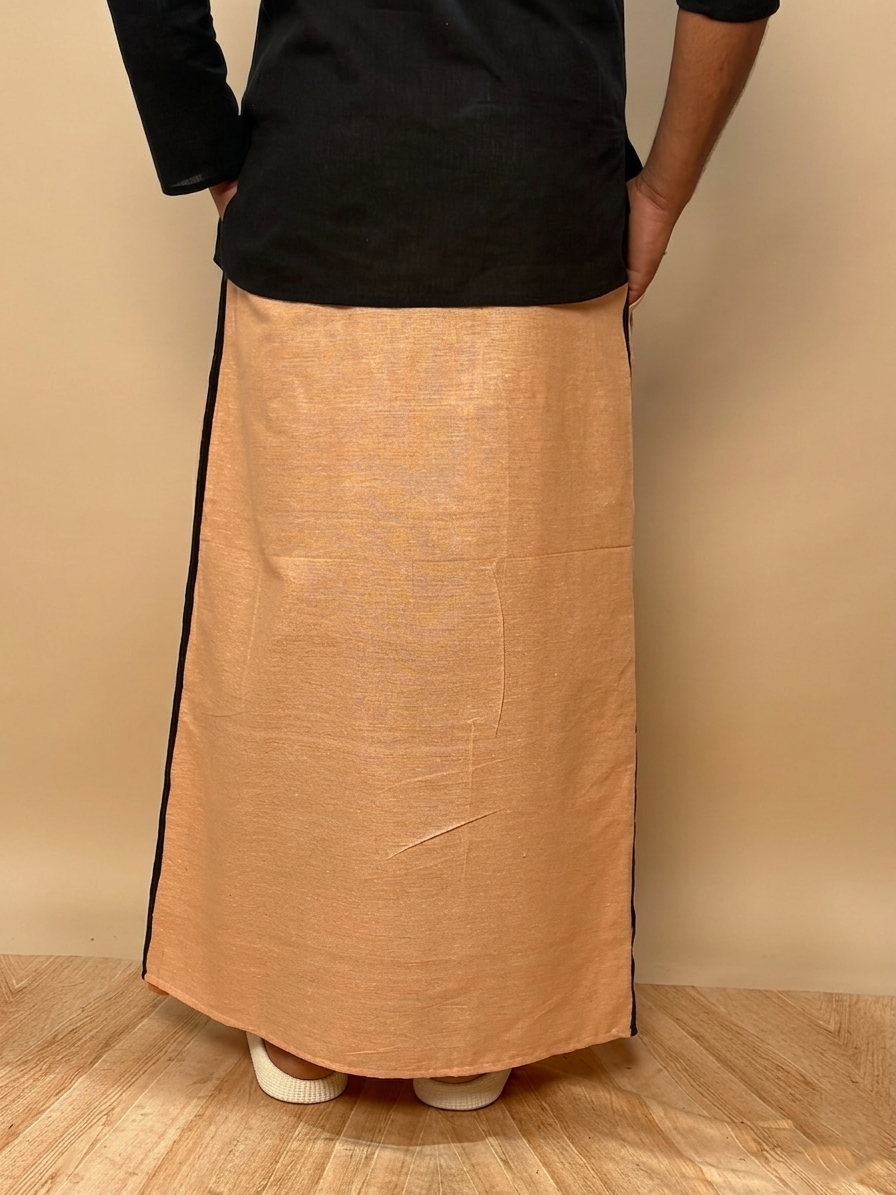 Men Light Orange Color With Black Contrasr Stripe Pajamalungi