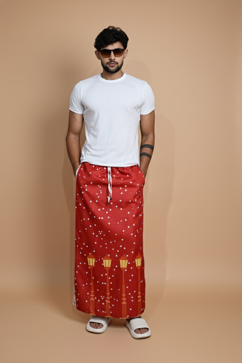 Red Snow/Lamppost Pajamalungi for Men