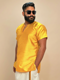 Men Yellow Colour Mulberry Silk Kurta.