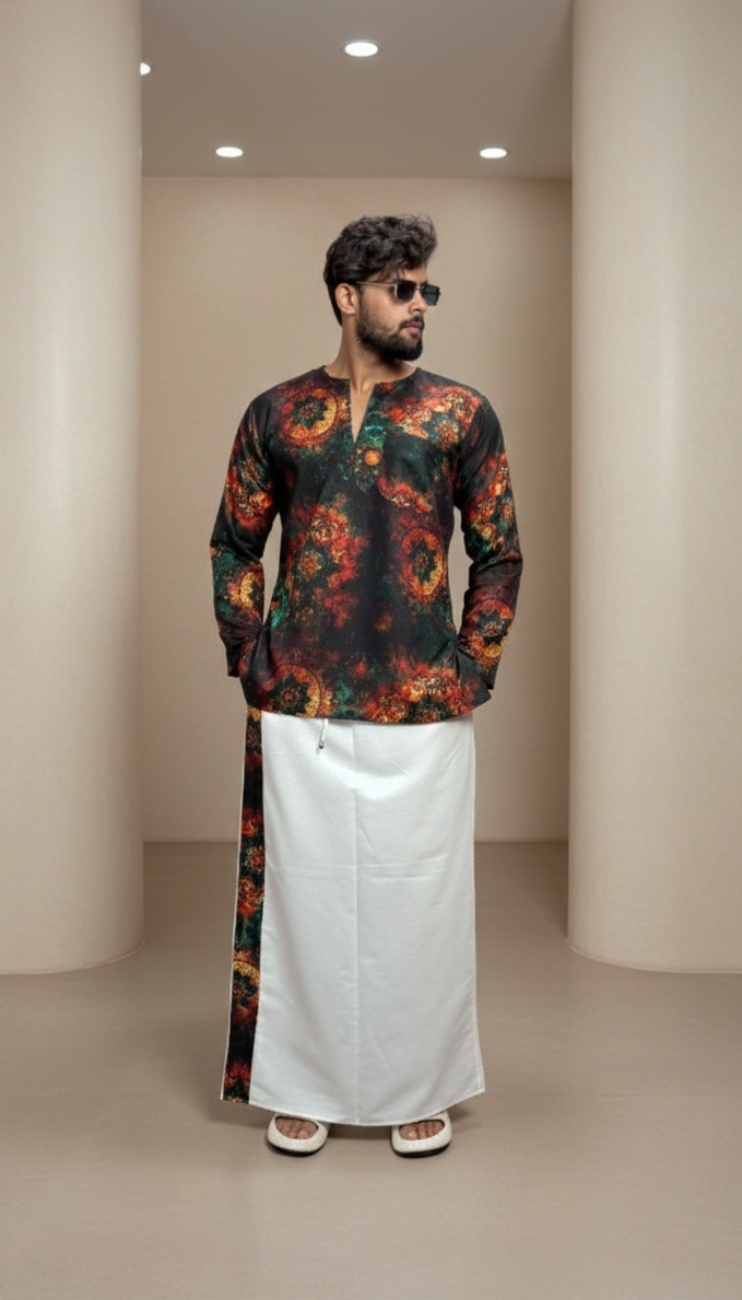 Men’s Multicolor Abstract Print Kurta