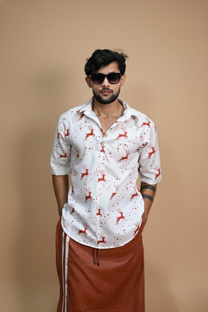 Rust Brown White Stripe Pajamalungi For Men's