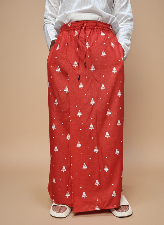 Men Red Christmas-Tree Paten Pajmalungi