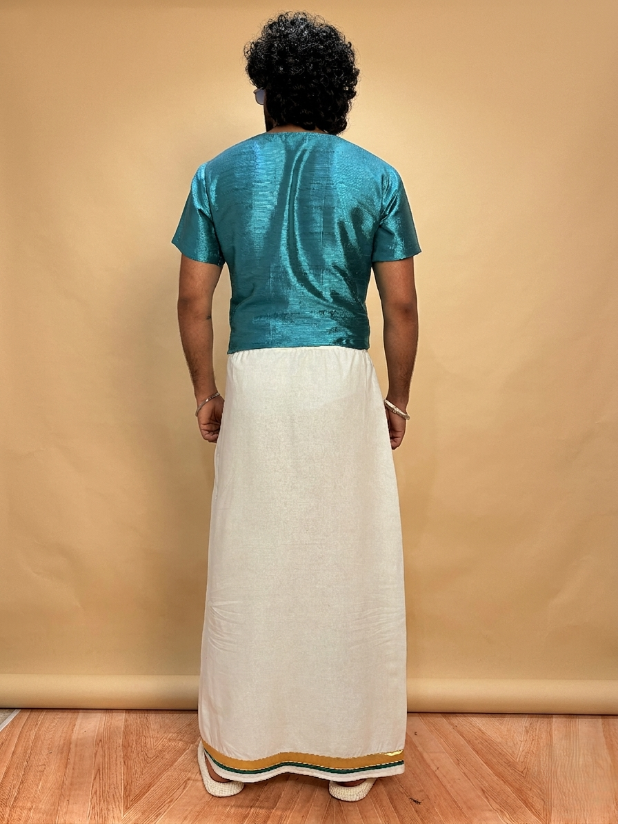 Men Ramagreen Colour Mulberry Silk Kurta.
