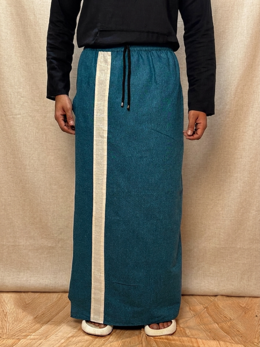 Men Teal Blue Color With White Contrast Stripe Pajamalungi