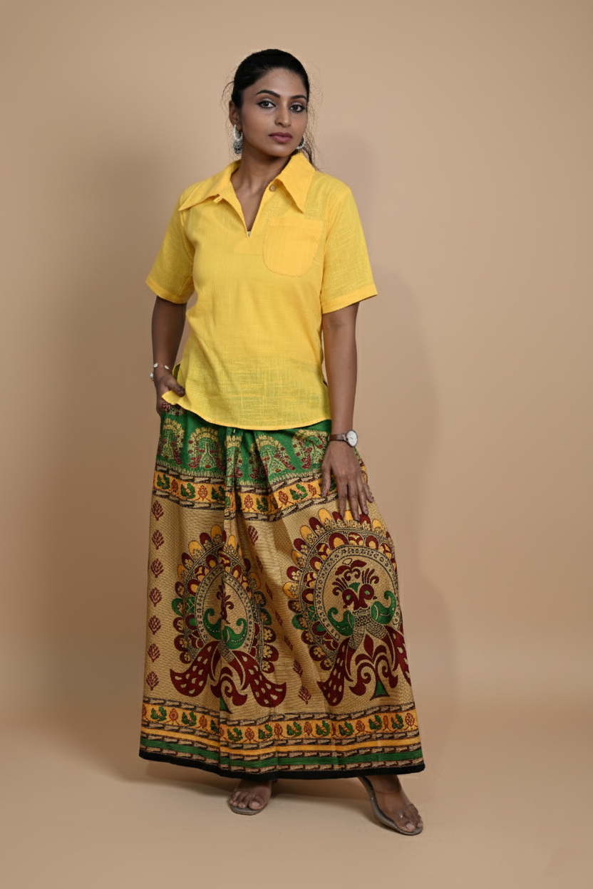 Women Peacock dubble face coffe color and multicolor Pajamalungi