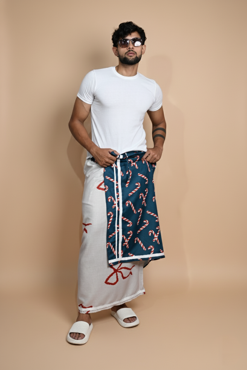 Dark Teal Candy Cane pajamalungi for Men