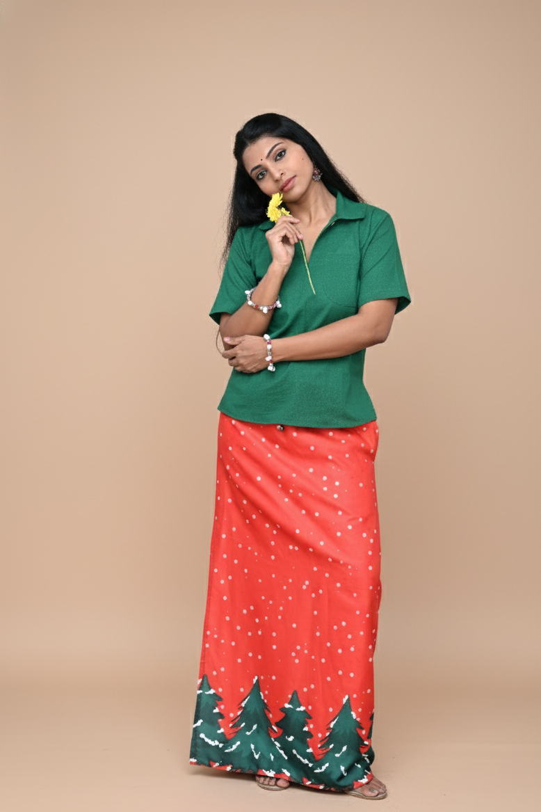 Women Christmas tree and snow pattern pajamalungi