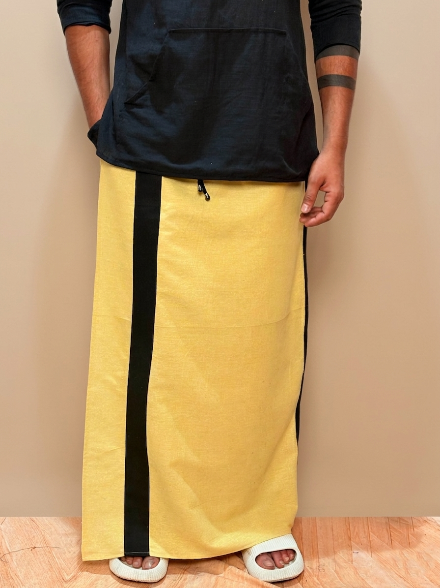 Men  Lemon Yellow With Black Contrast Stripe Pajamalungi