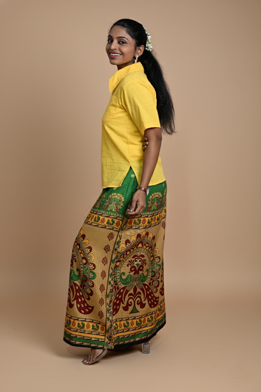 Women Solid Yellow Halfsleeve Kurti