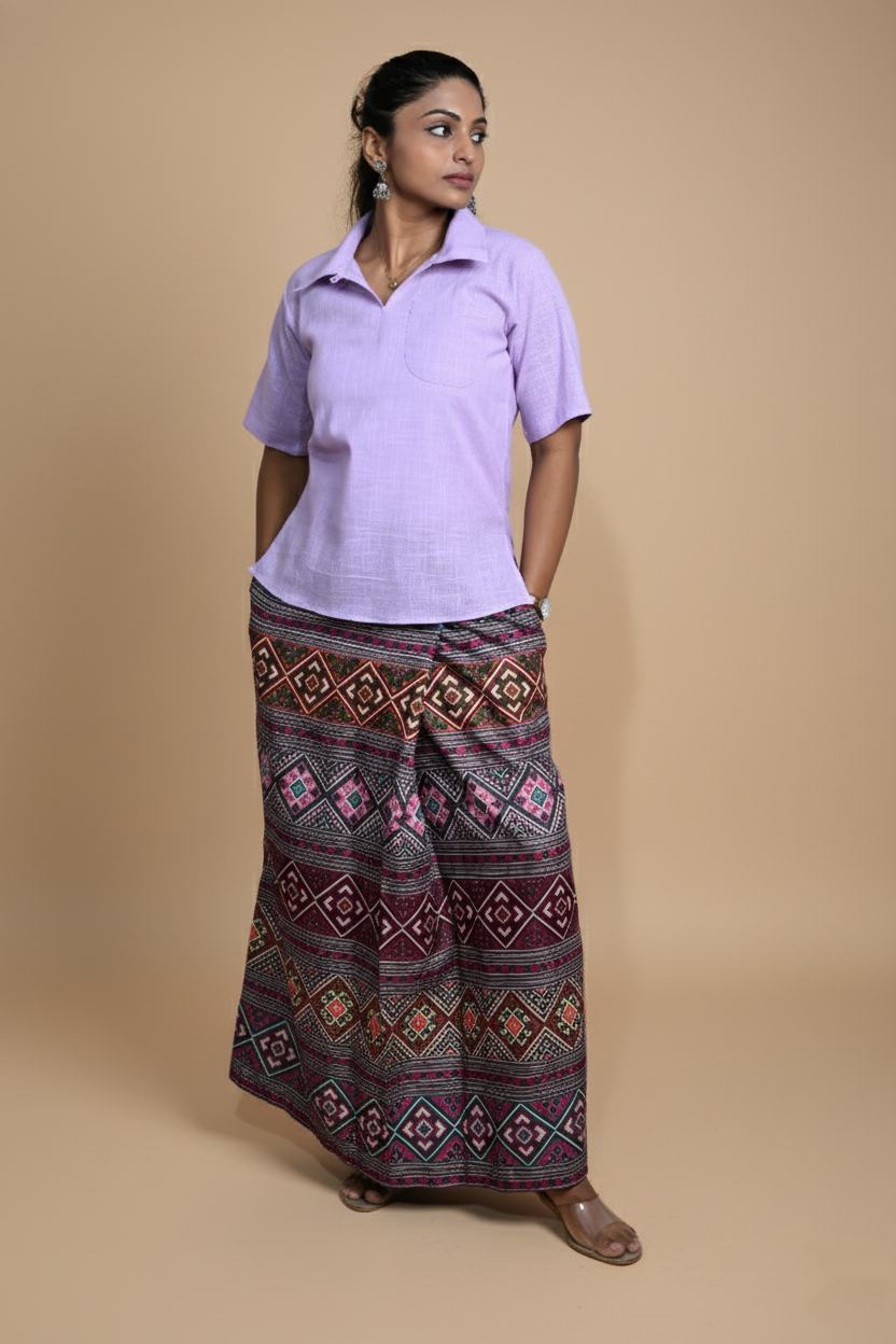 Women Solid Violet Halfsleeve Kurti