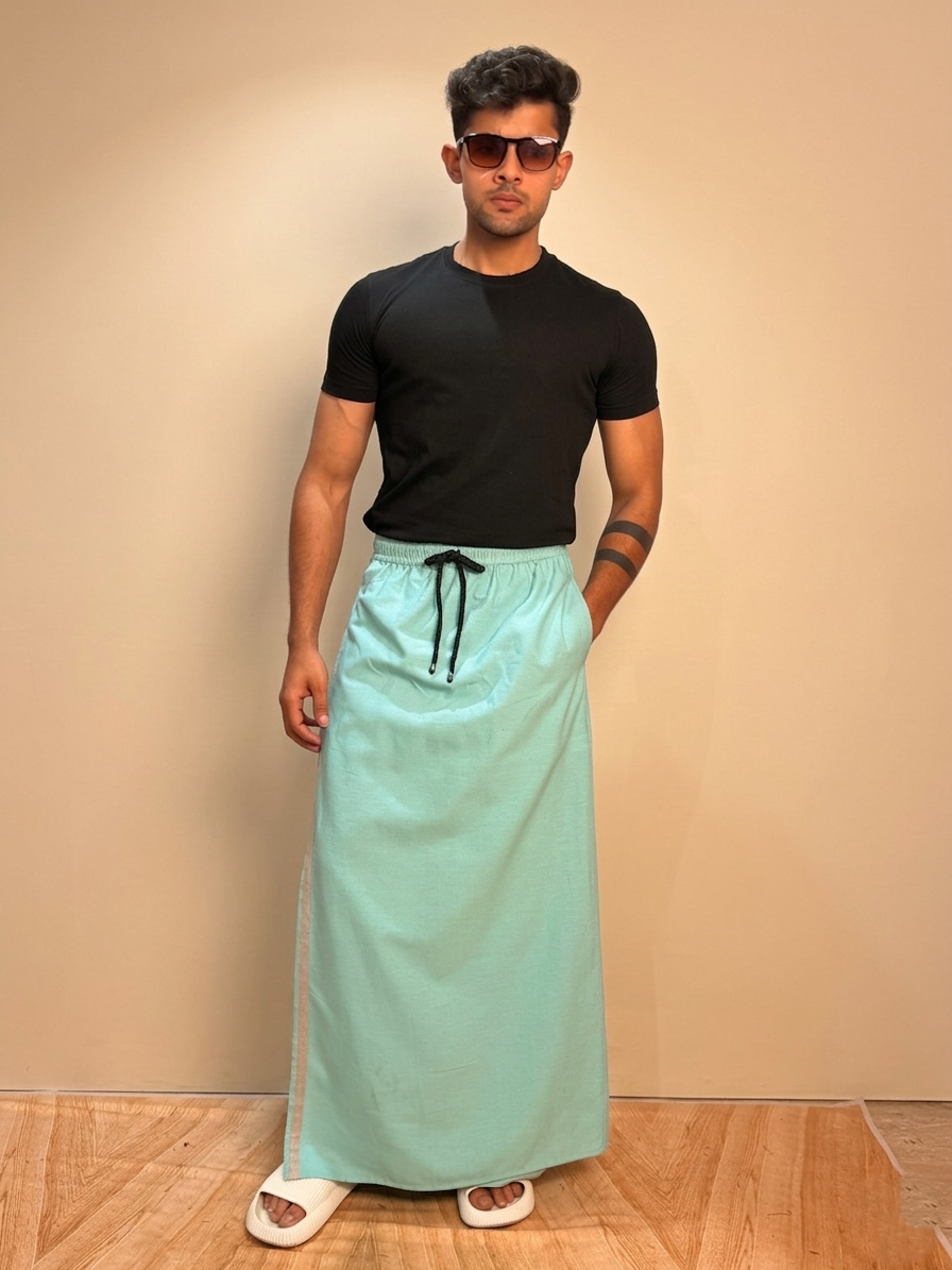 Men Seagreen Color With Light Grey Stripe Pajmalungi