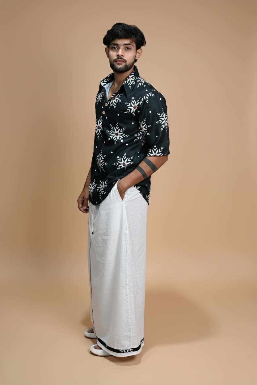 White Color Stripe Pajamalungi For Men's
