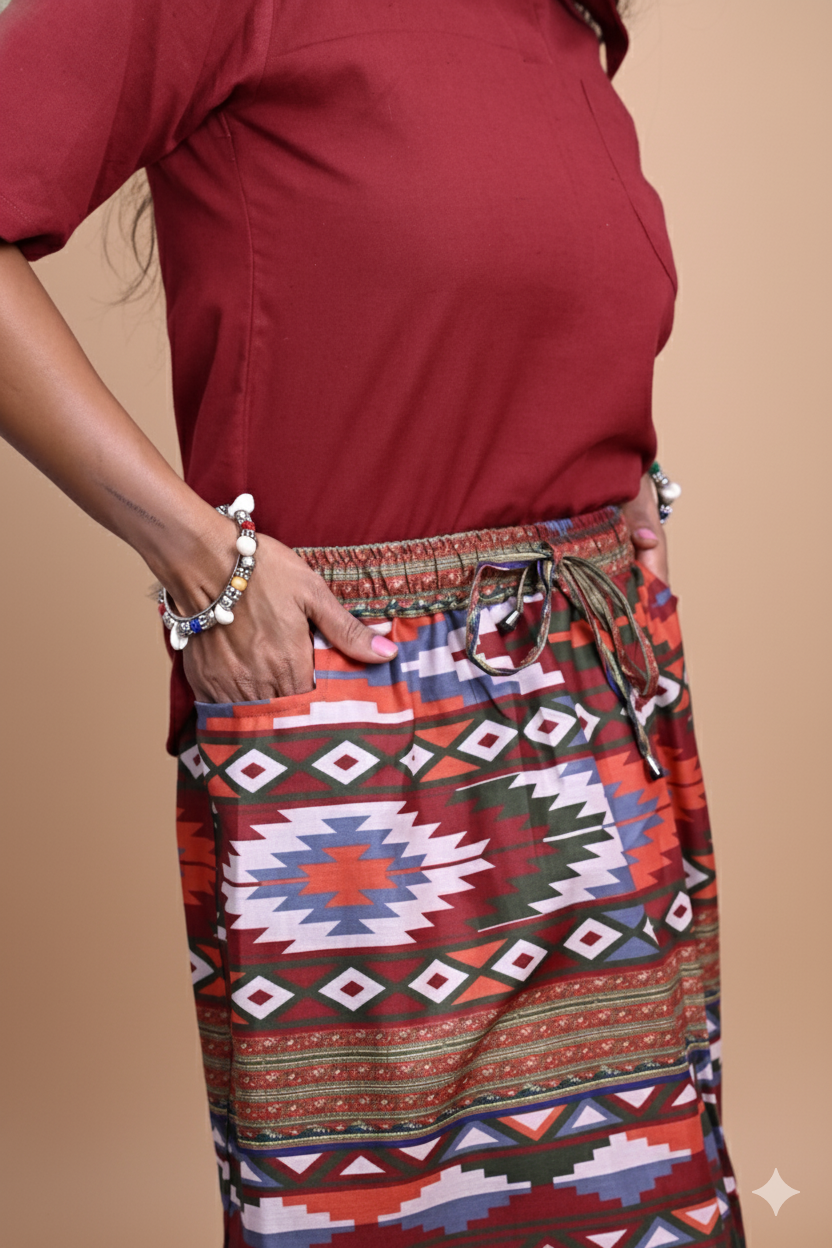 Women Maroon Color Cotton Kurta