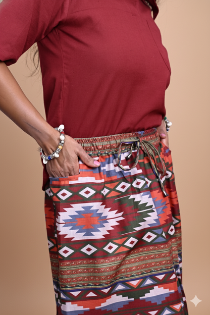 Women Maroon Color Cotton Kurta