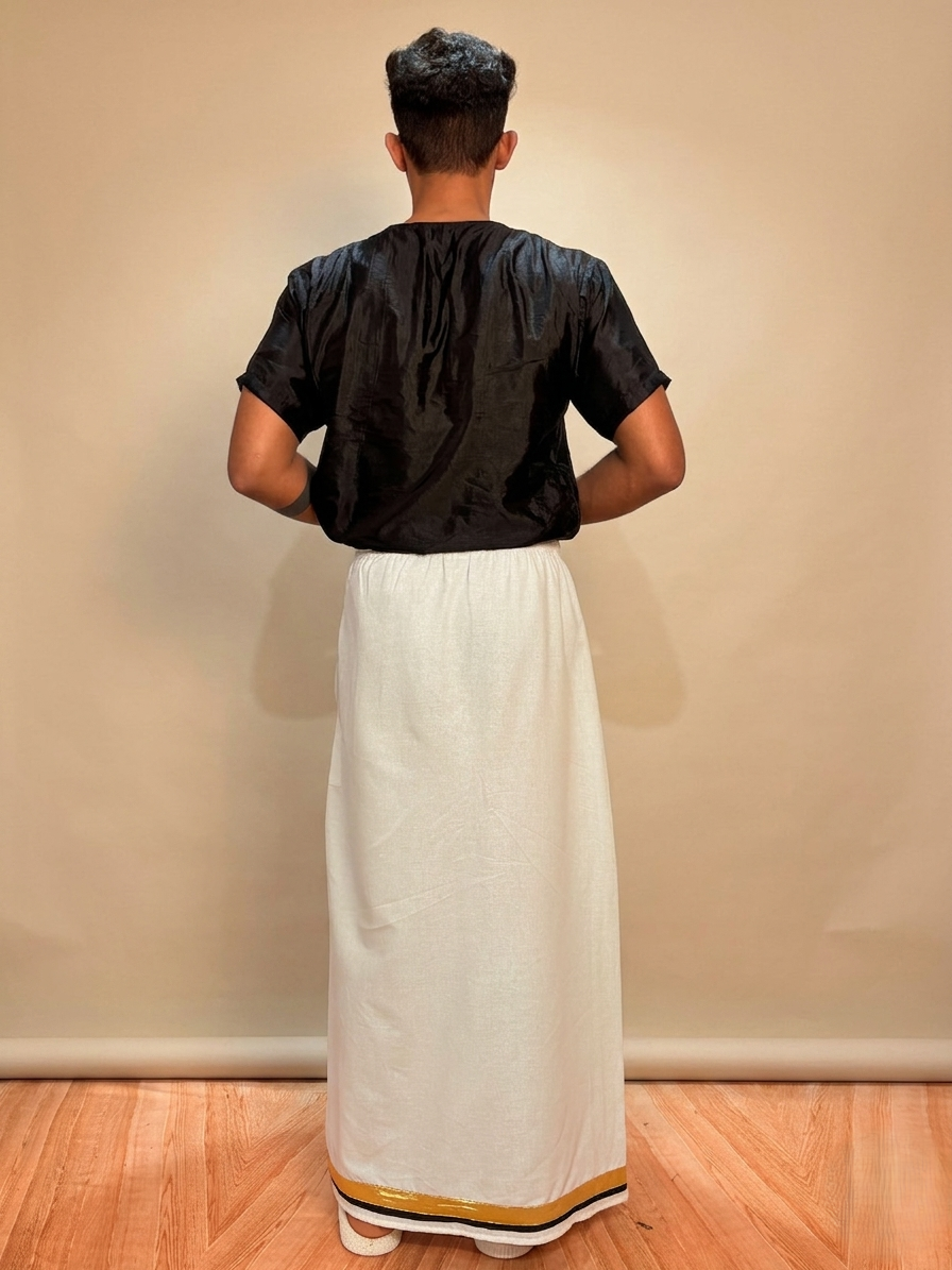 Men Black Colour Silk Kurta.