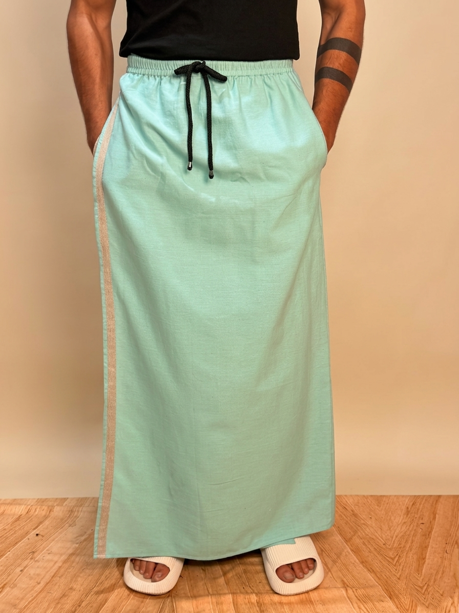 Men Seagreen Color With Light Grey Stripe Pajmalungi