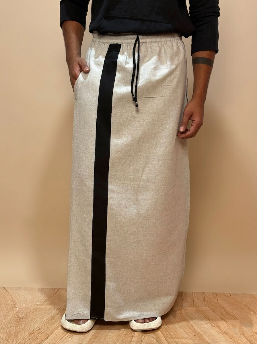 Men Smoke Grey Color With Black Contrast Stripe Pajamalungi