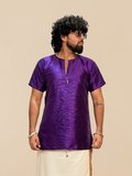 Men Royal Purple Colour Mulberry Silk Kurta.