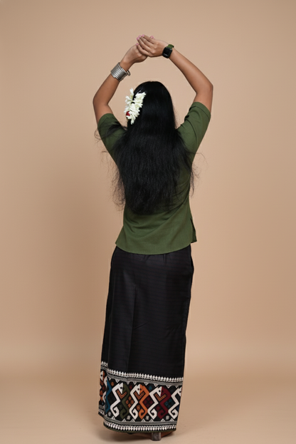 Women Black Tribal Border digital Printed Pajamalungi