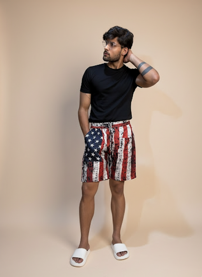 Star and Stripe Print Short for Men's