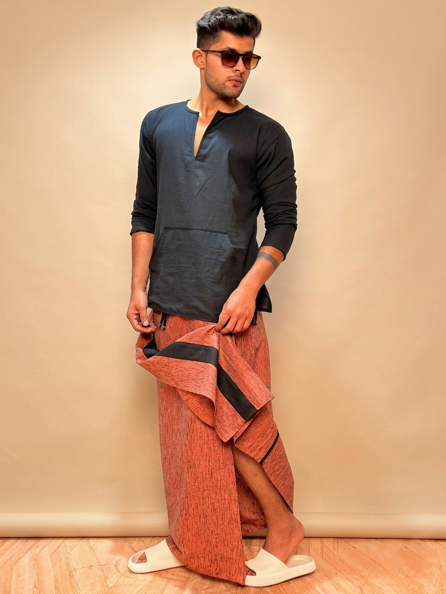 Men Coppar Color With Black Contrast Stripe Pajamalungi