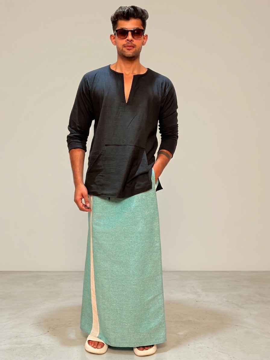 Men Ramagreen  Color With White Constrast Stripe Pajamalungi