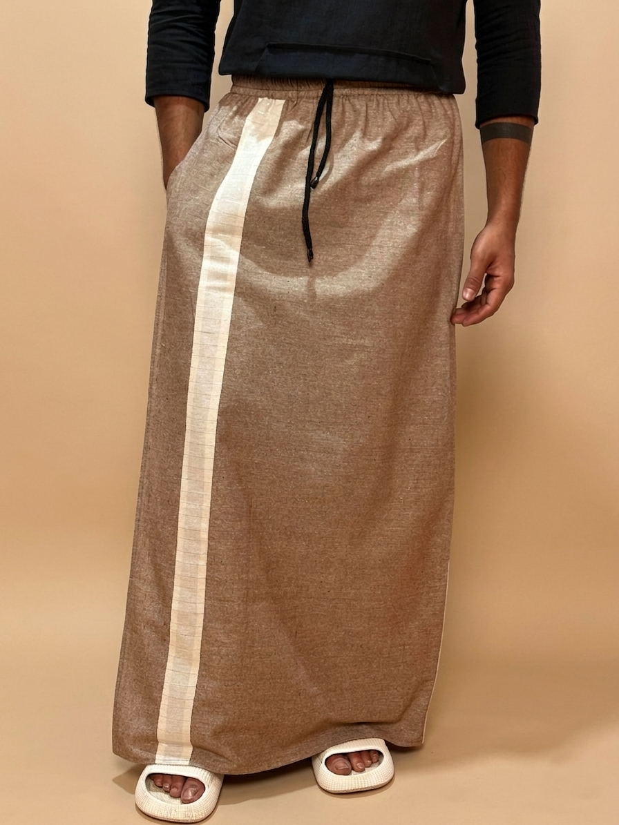 Men Brown Color With White Contrast Stripe Pajamalungi