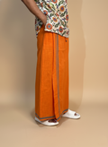 Orange pajamalungi with light green stripes for men