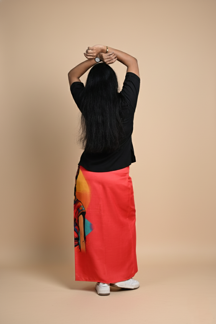 Women with sunglasses Red Printed Pajamalungi