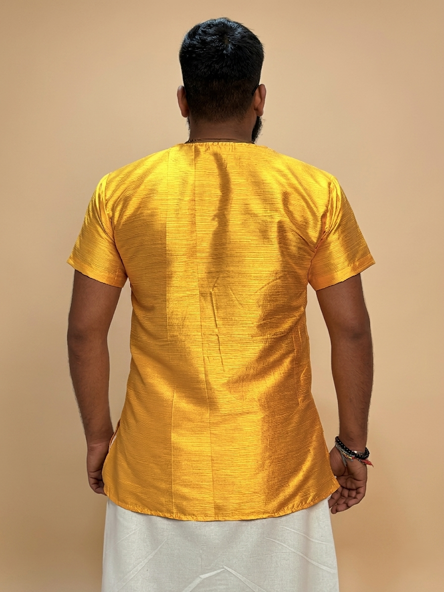 Men Yellow Colour Mulberry Silk Kurta.