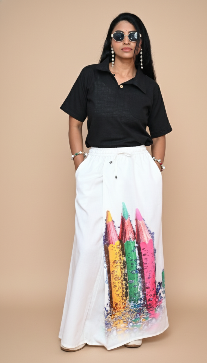 Women multicolored pencil design print Pajamalungi